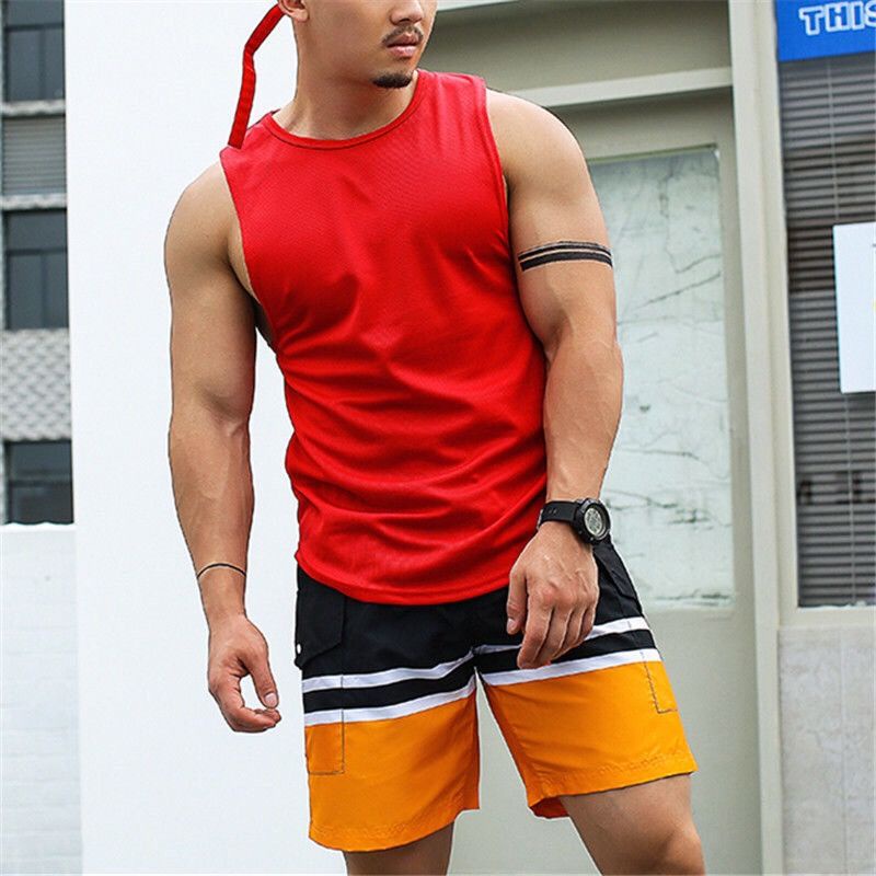 M-4XL Men Plain Quick-drying Fitness Singlet Sleeveless Sports Training ...