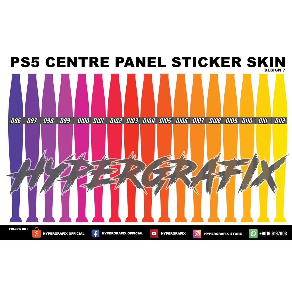 PS5 FAT CENTRE PANEL STICKER SKIN (DESIGN 7) + UNDERLAY LOGO AND DS5 ...