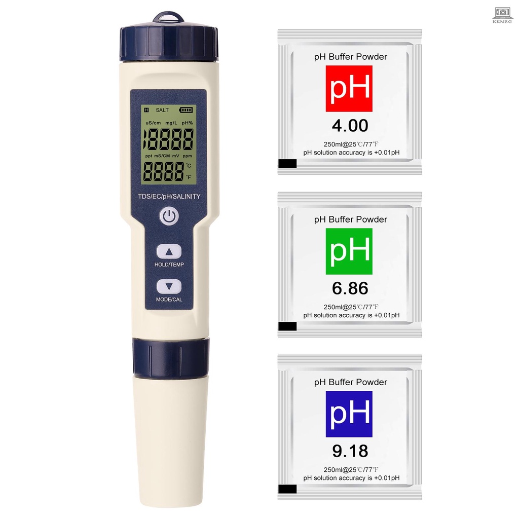5 in 1 Professional Multi-parameter Combo Testing Meter PH/EC/TDS/Salinity/Thermometer Digital Multi-Function Tester Water Quality Tester