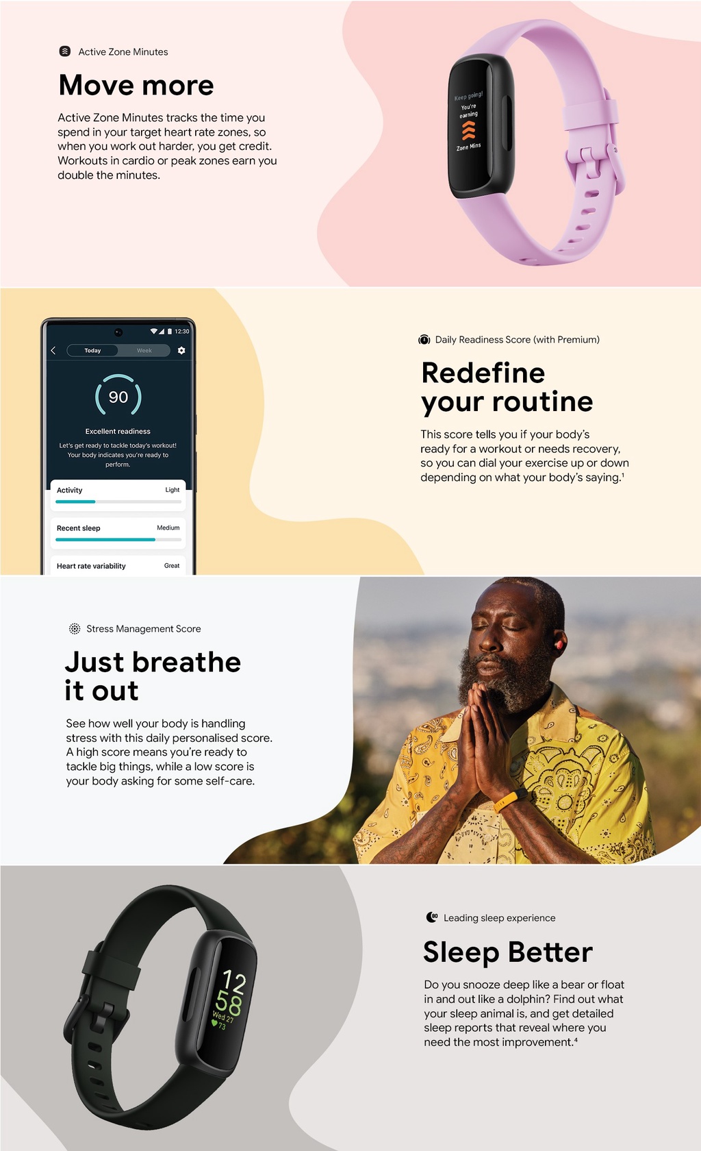 Fitbit Inspire 3 - Health and Fitness Tracker - Stress Management ...
