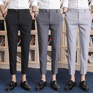 Supply Black Small Suit Pants Men's Ninth Pants Straight Slim Fit Skinny  Casual Korean Style Trendy Draping Men's Suit Pants Trendy