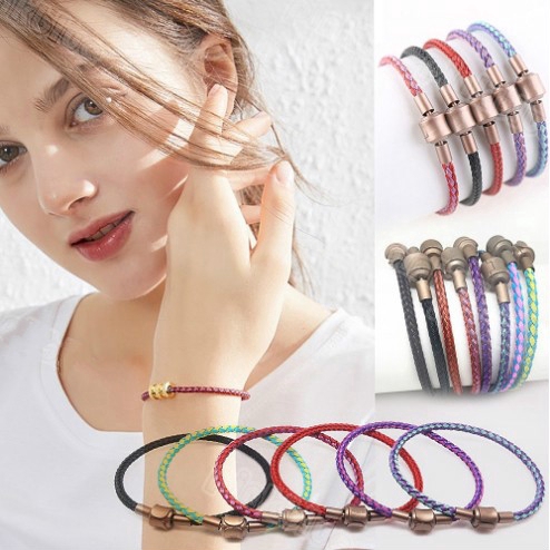 Steel Wire Rope Magnet Buckle Bracelet 3D Hard Gold Unisex Lucky Jewelry Waterproof DIY Accessories