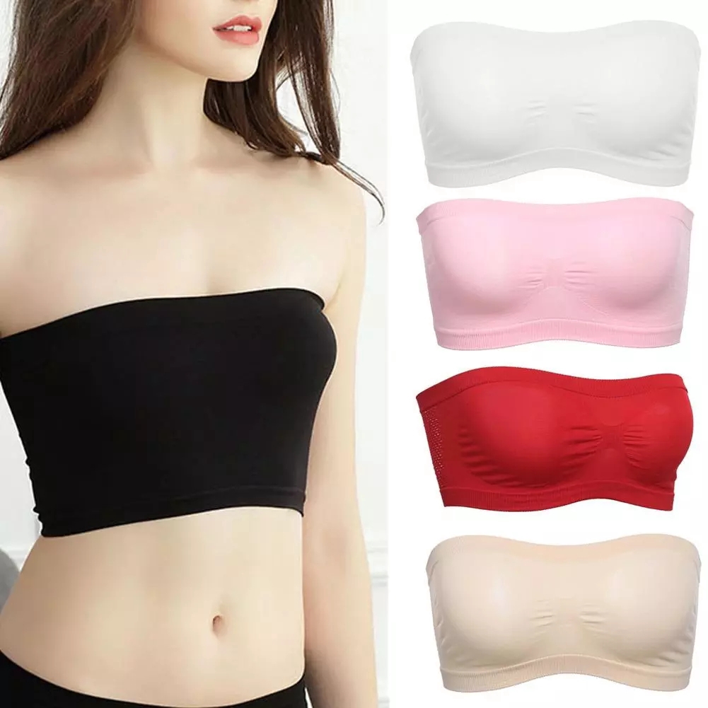 Women's Grid Breathable Sports Tube Tops / Ladies Strapless Invisible Bra /  Comfortable Soft Bandeau Top / Beauty Back Backless Underwear Bras