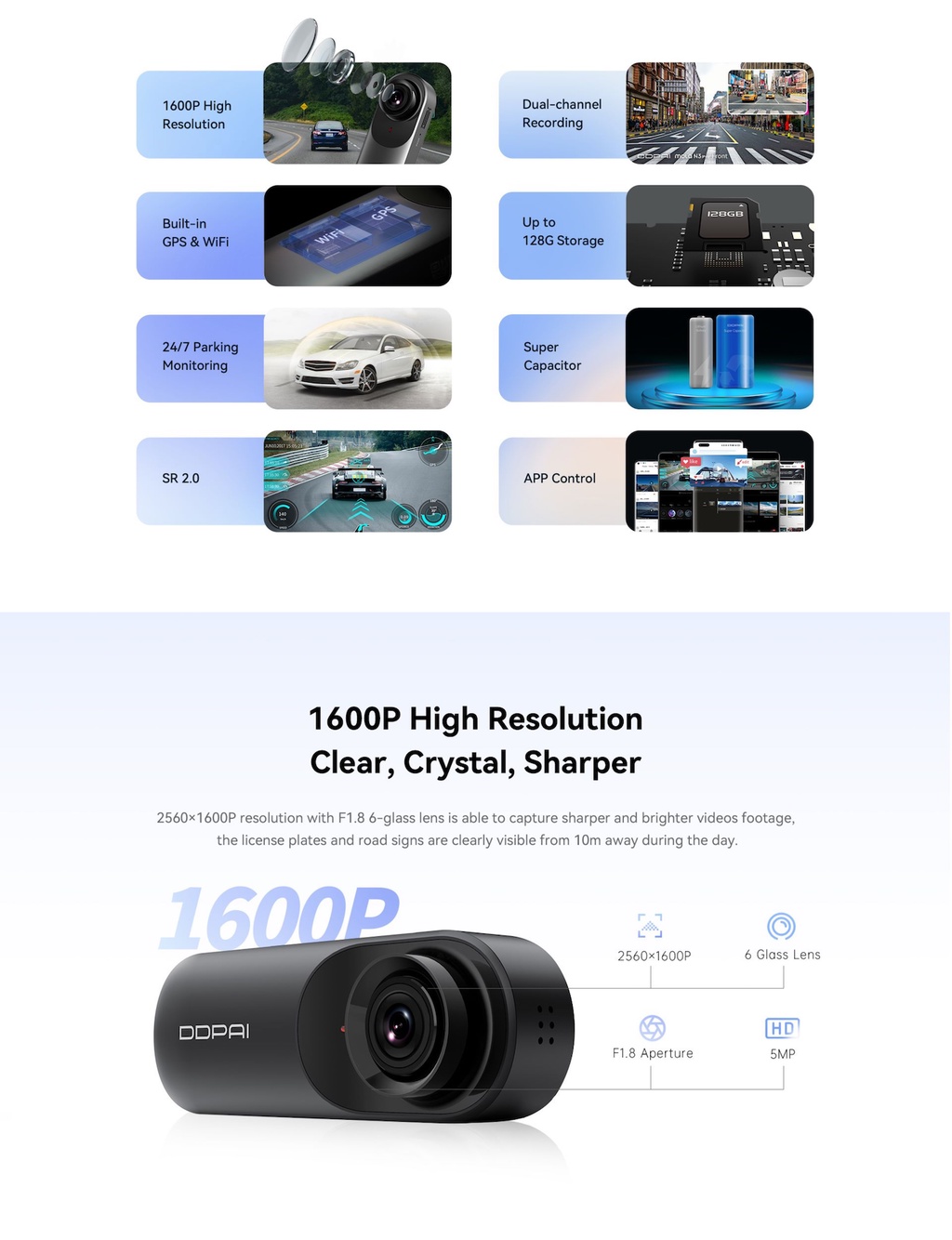 DDPAI Mola N3 Pro GPS Dual View Dash Cam 2K Ultra HD 2560x1600P Vehicle Car  DVR