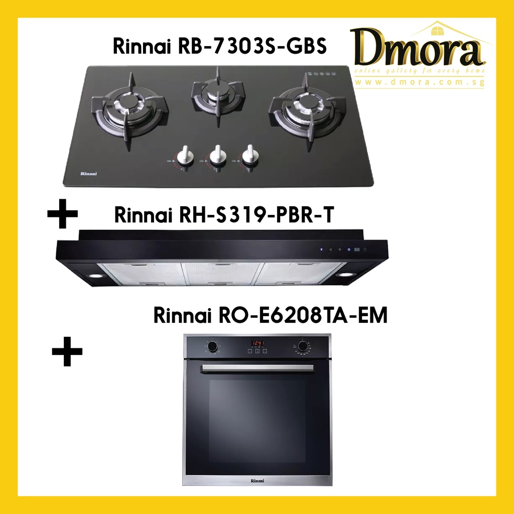 Special Bundle Deal] Rinnai Hob (RB-7303S-GBS) + Hood (RH-S319-PBR-T) + Oven  (RO-E6208TA-EM) | Shopee Singapore