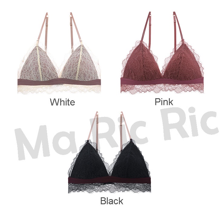 SG InStock) Wireless France Style Low Back Deep V Lace Bra Series