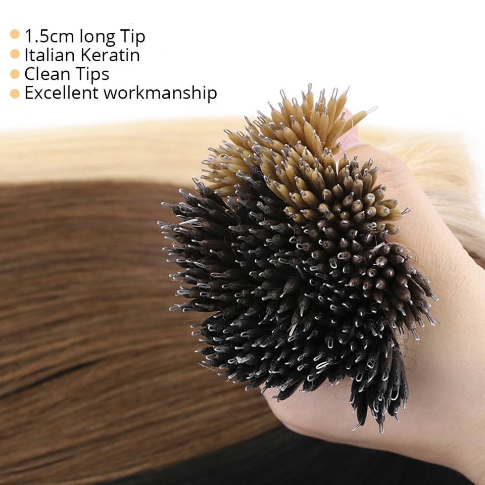 Nano Rings Micro Beads 100% Human Hair Extensions Non-Remy Hair Brown ...