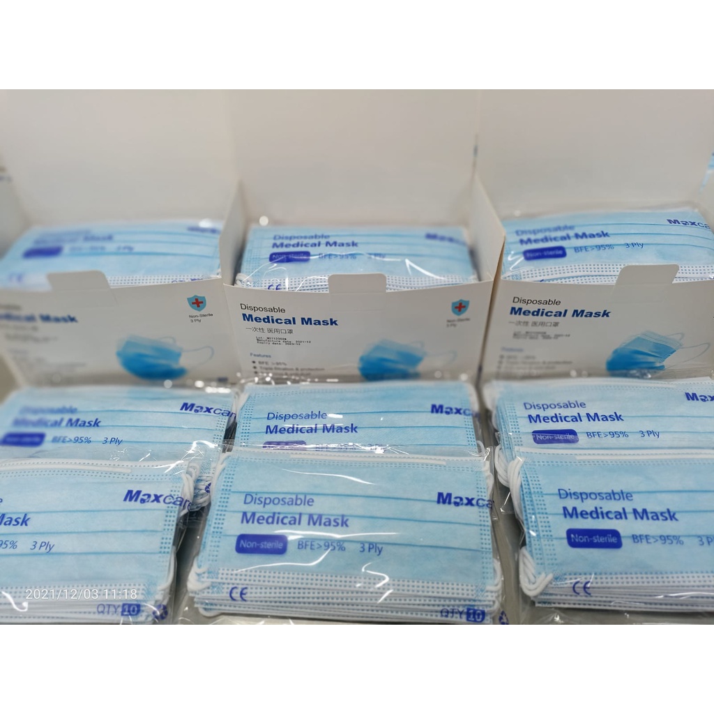 MAXCARE 3 Ply Medical Grade Blue Masks 100 Percent Made in Singapore ...