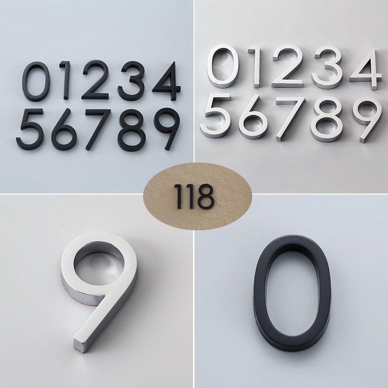 1pc 3D Numeral Door Plaque House Drawer Sign Plating Gate Digits 0 to 9 ...
