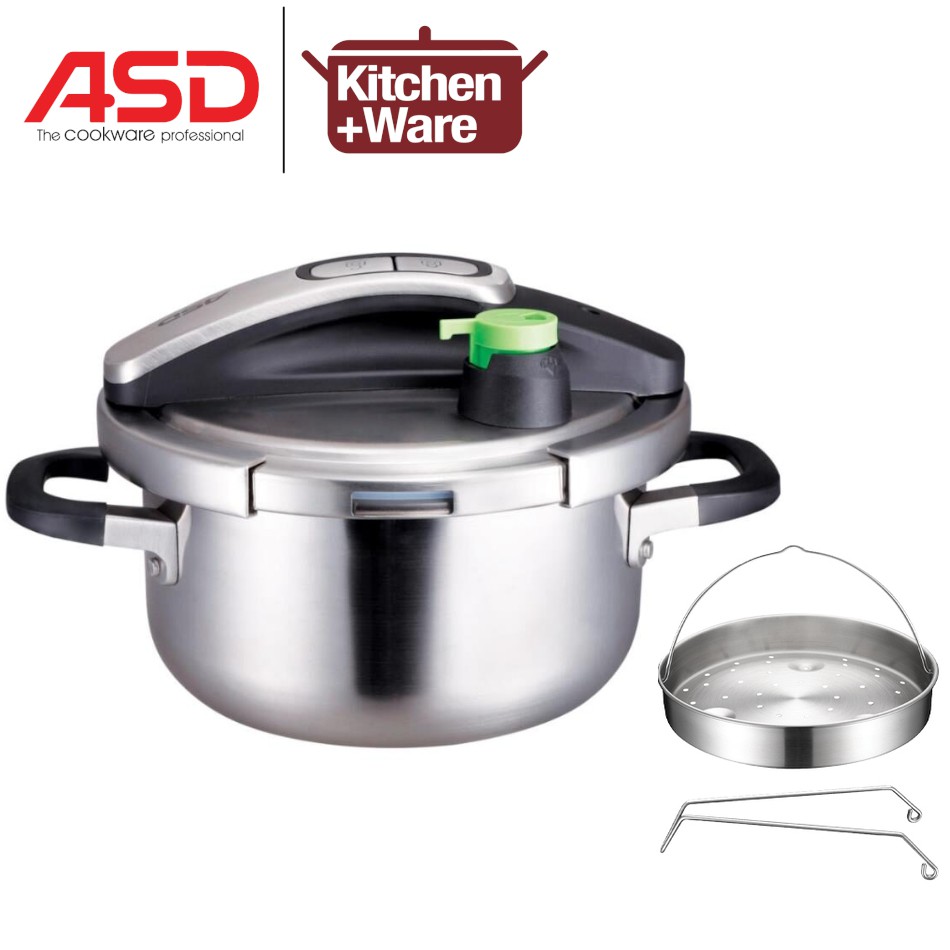 ASD 3 Ply Ultra Fast Pressure Cooker 4L 6L 8L with Stainless Steel Steamer Basket Tripot Shopee Singapore