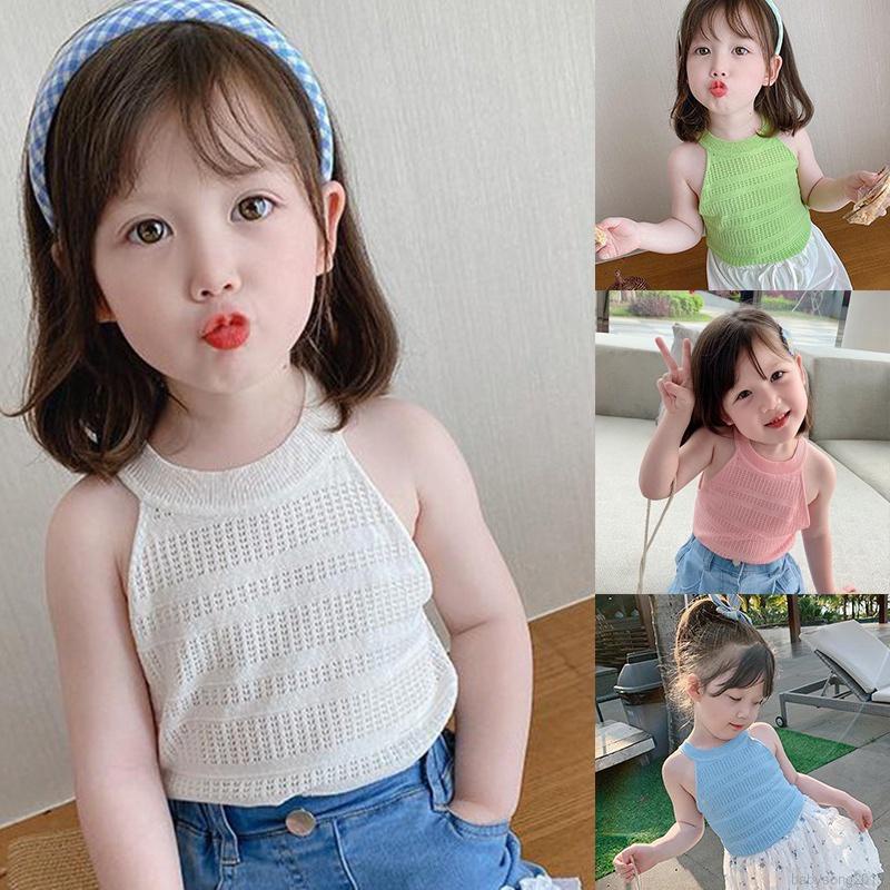 Baby Girls Strapless Tops Kids Girl Summer Vest Pure Color Tshirt ...