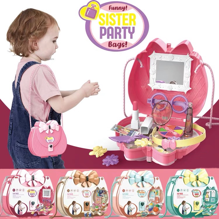 SG Stock Funny Kids Party Bag Makeup/Kitchen/Journey/Cupcake Set Children Play House Shoulder Bag Birthday Gift Toys