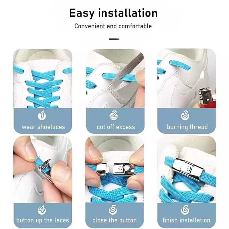 1Pair Elastic lazy Laces Locking Creative No Tie Shoe laces Kids Adult ...