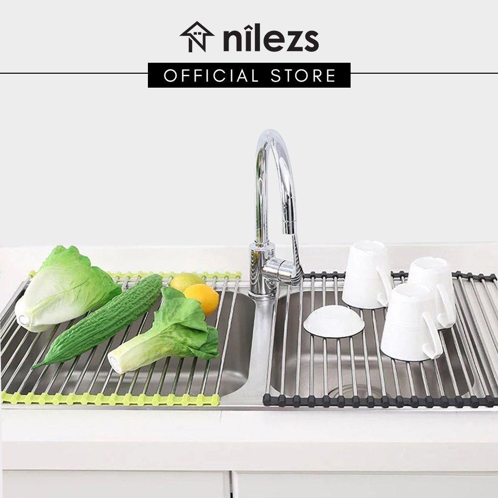 Kitchen Sink Rack Roll Drying Rack Stainless Steel Dish Drainer Foldable 15 Rolls 18 Rolls Shopee Singapore