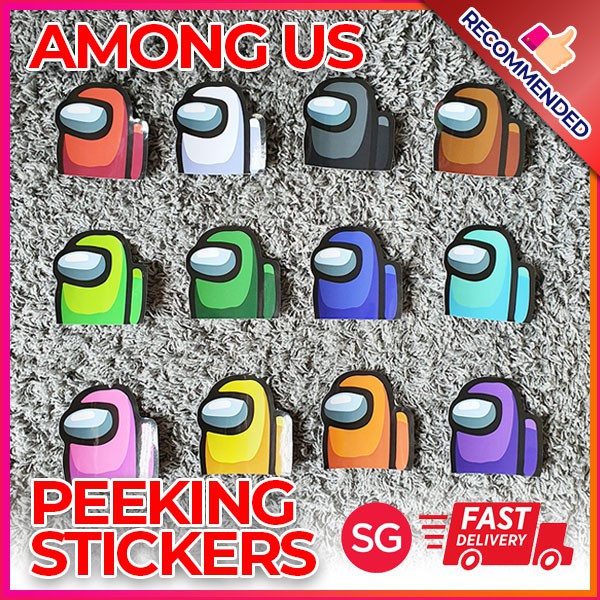 [SG] Sus Among Us Peeking Sticker Decal - Big Removable Sticker and ...