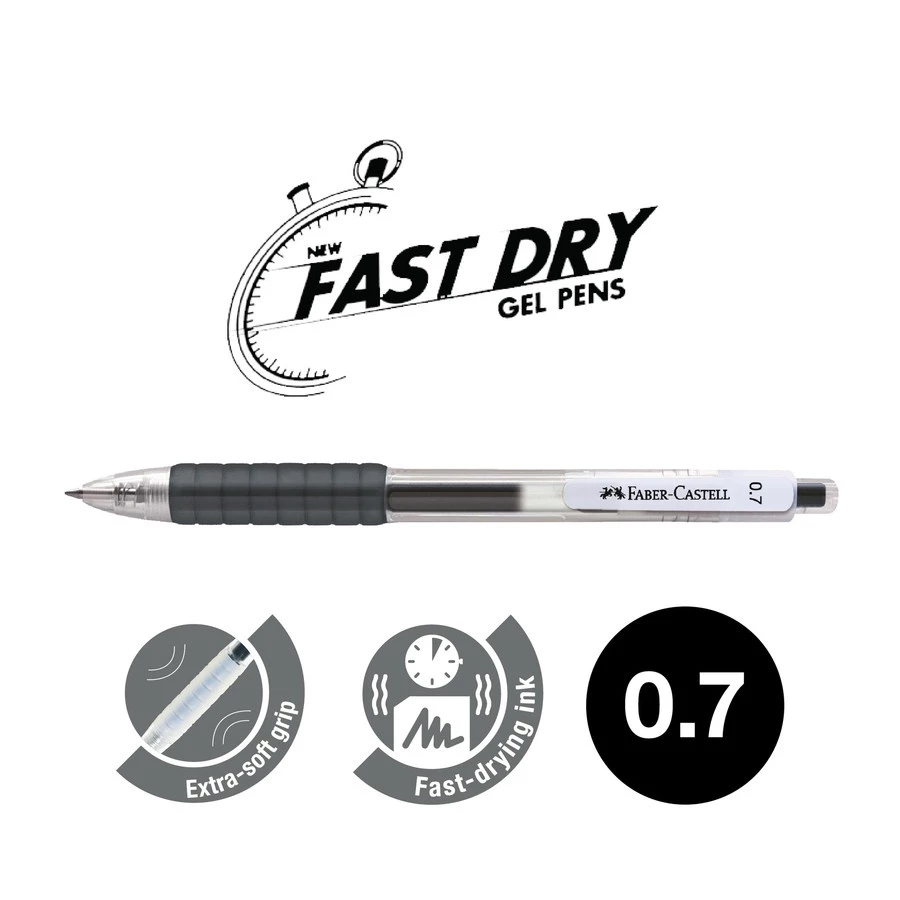 Faber-Castell Fast Gel Ballpoint Black Ink 0.7mm - Gambar 3