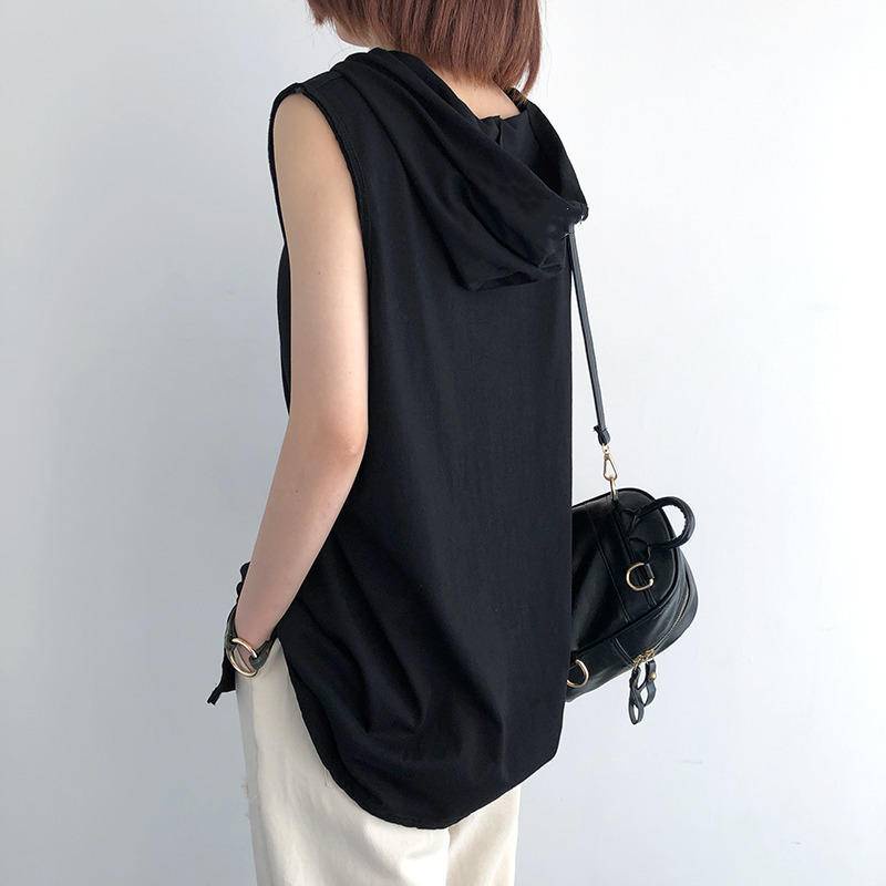 Women's Sleeveless Shirts Hooded Sports Fitness Tops Loose Quick-Drying Breathable Casual Running Yoga Tank Top