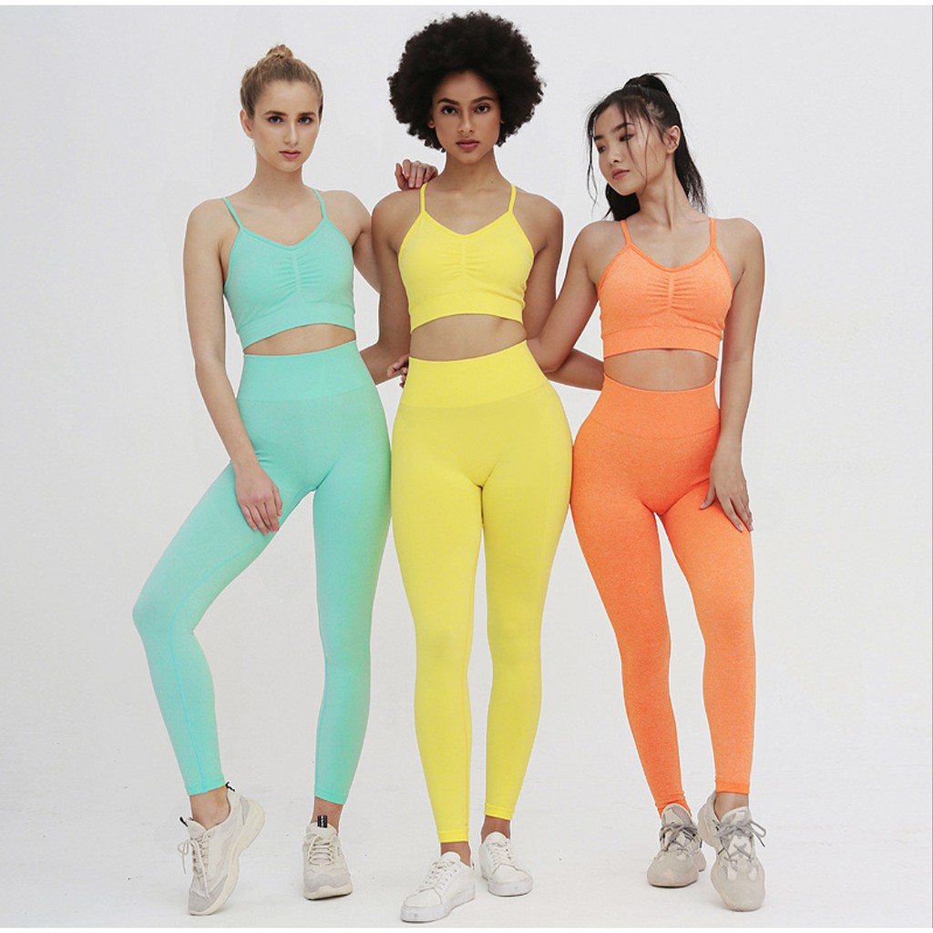 Casual Sporty Solid Matching Set Women Workout Active Wear Fitness 2 Piece  Outfits 2020 Sleeveless Top And Leggings Sets