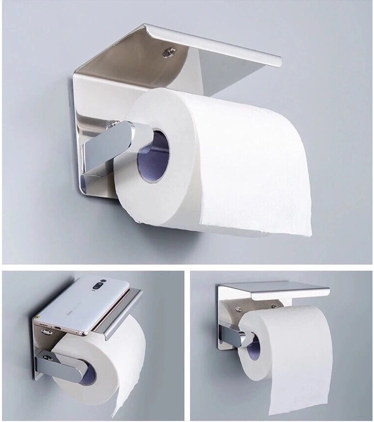 304 Stainless Steel Toilet Paper Holder Bathroom Wall Mounted Sticker ...