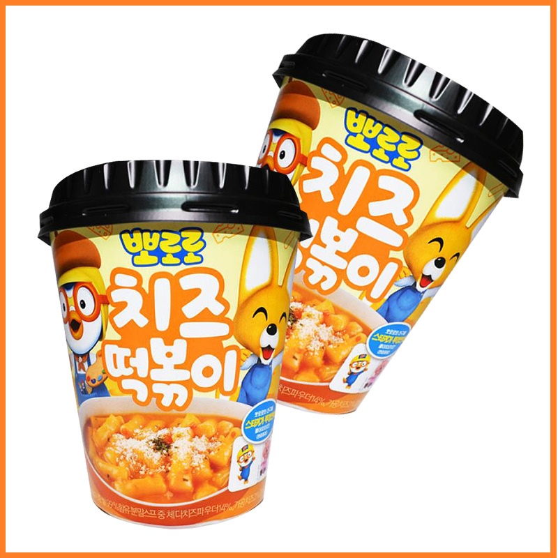 Pororo Cheese Tteokbokki 110 g x 2 Chewy Rice Cake Paper Cup Shopee