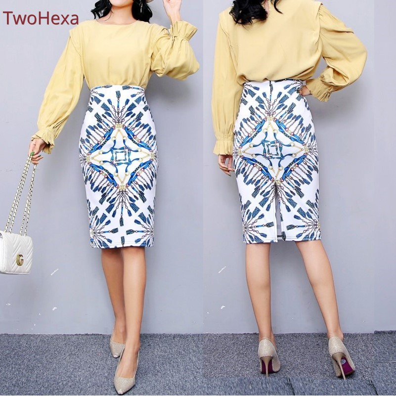 Geometric midi pencil skirt best sale