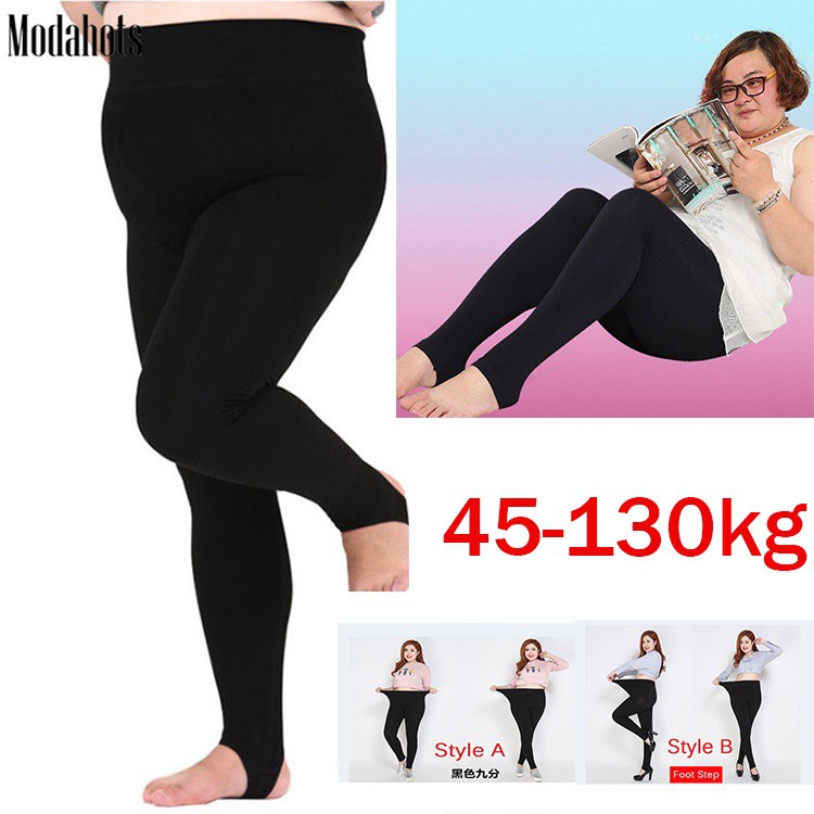 45-130kg】Plus Size Women Leggings Thick Black Ankle Length Pants High  Elastic Basic Tights Leggings Bootcuts