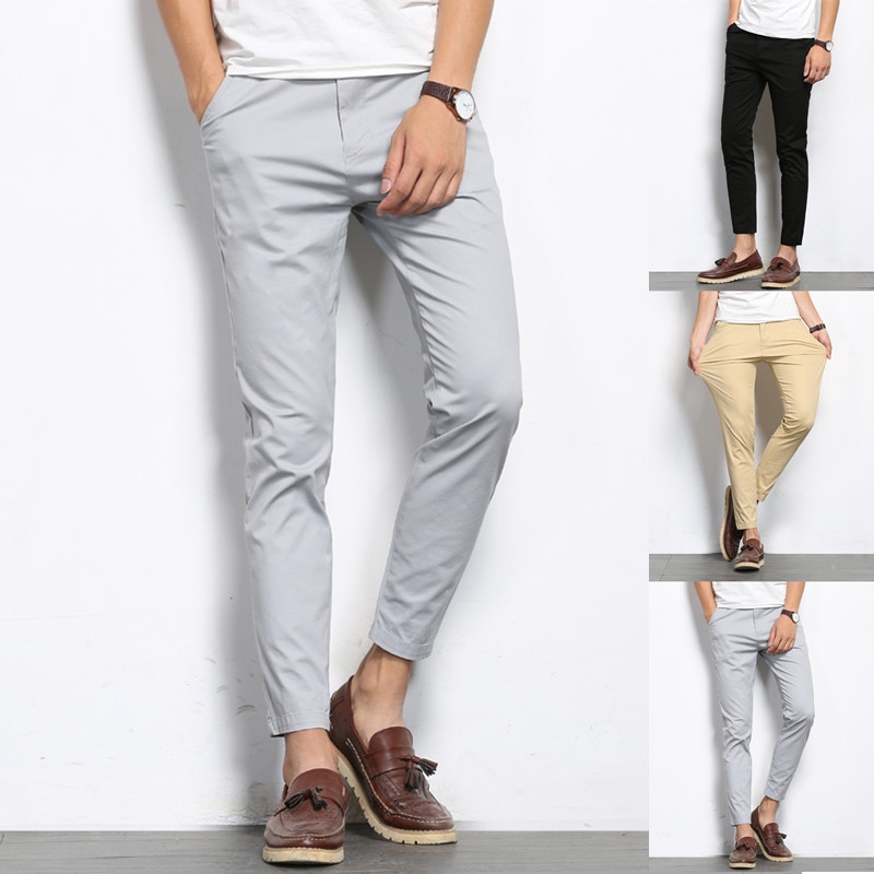 Size 28-38 Men Ankle-length Pants Casual Fashion Korean Style Cotton ...
