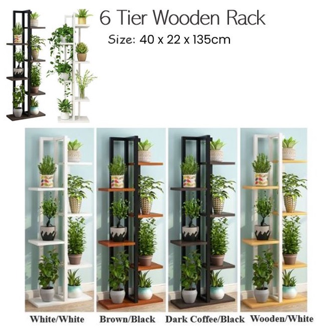 [SG SELLER] Wooden Plant Rack Variety Gardening Plant Rack Plant Pot ...