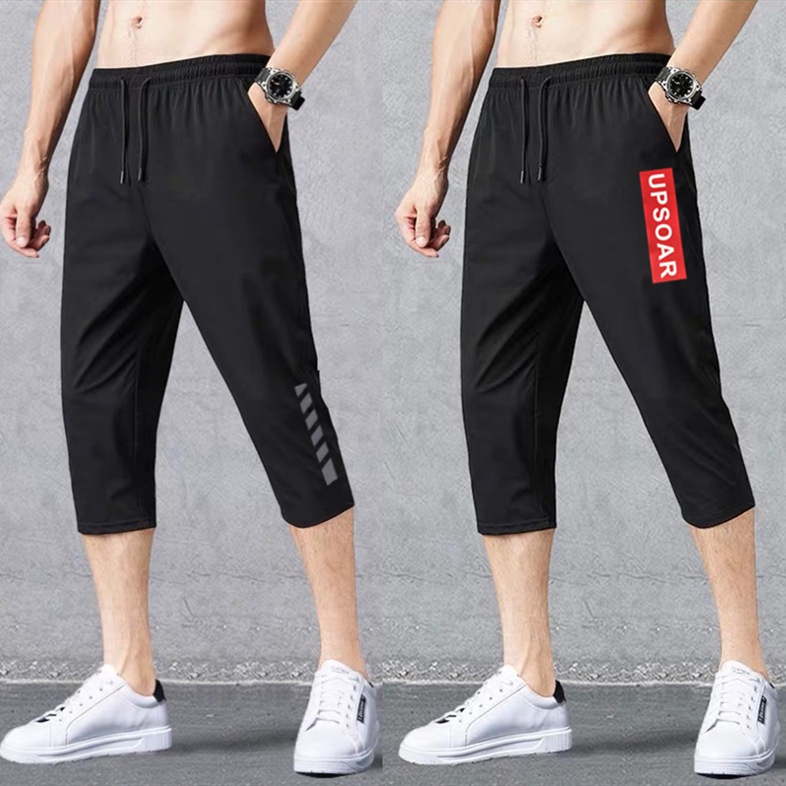 M-5XL Breathable Casual Sports Short Pants for Men 7-Point Drawstring Shorts with Pockets