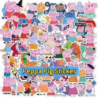 50 Pieces/set of Peppa Pig Stickers Cute Graffiti Cartoon Mobile