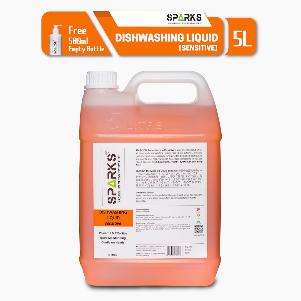 SPARKS Dishwashing Liquid Sensitive (5 Litres) Extra Moisturising for