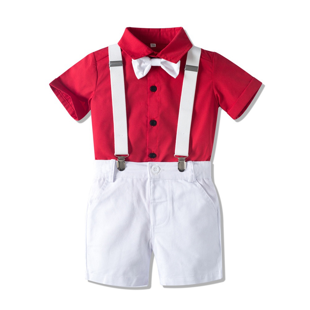 Boys White Shirt with Red Tie  Boys Wedding Shirt & Red Tie Set