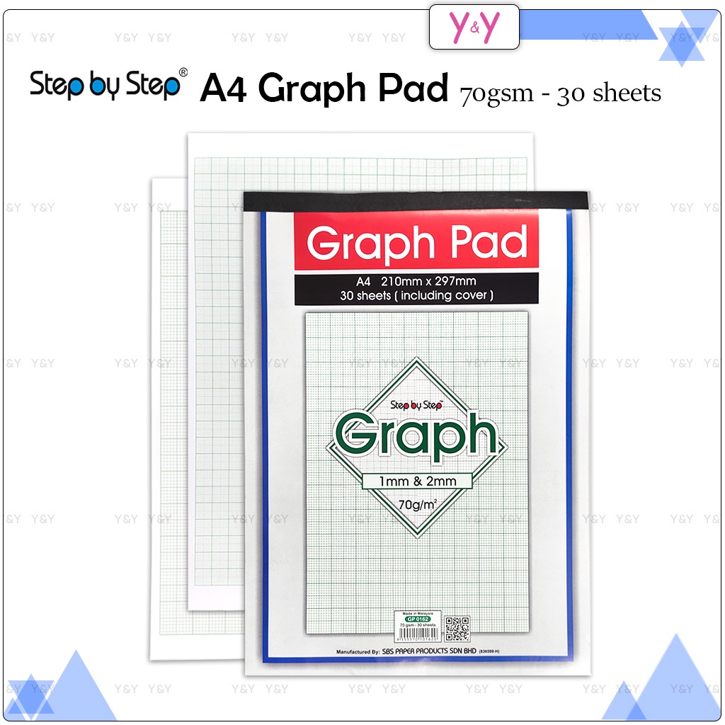 Step by Step A4 70gsm Graph Pads / SBS Graph Paper 1mm 2mm