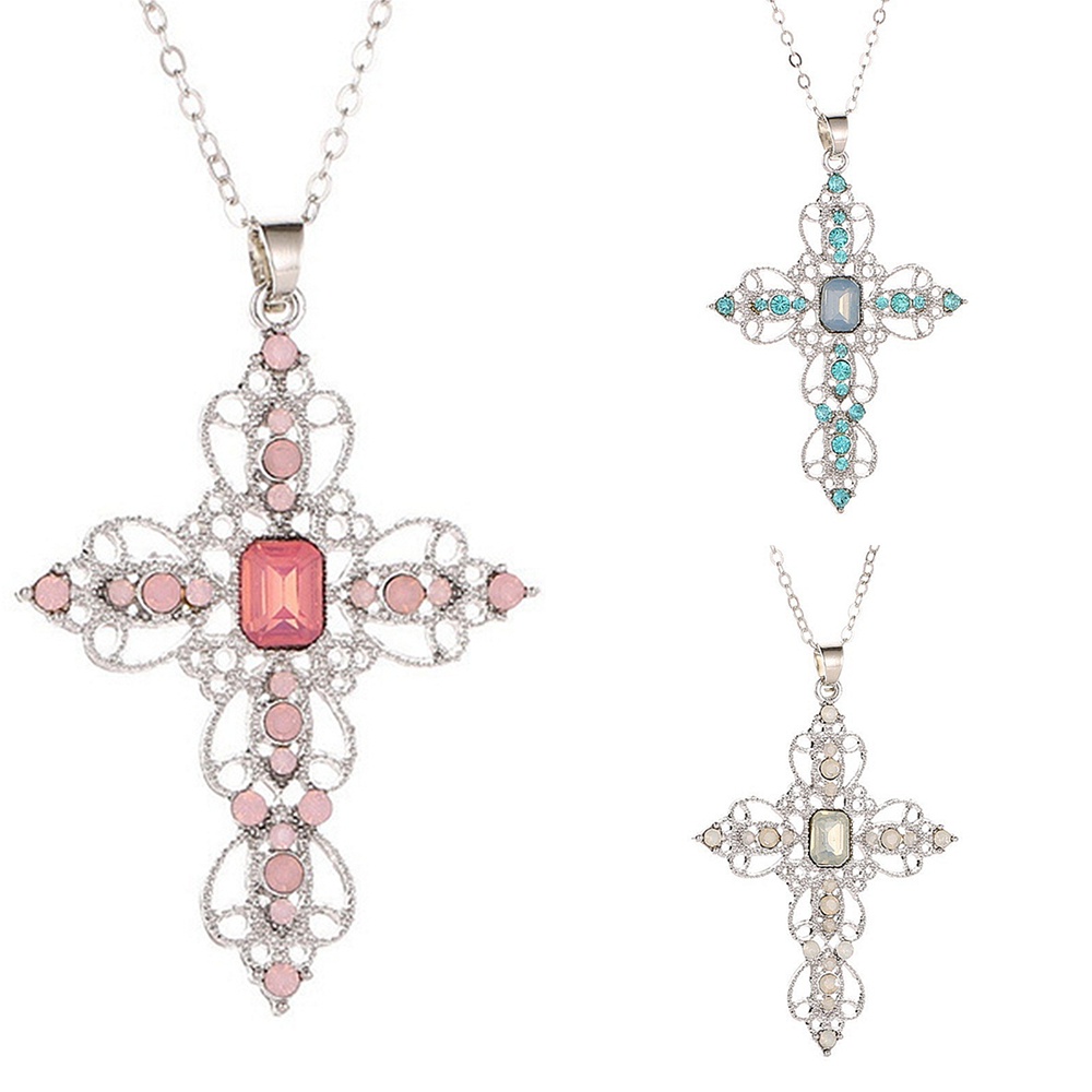 White gold diamond on sale cross necklace womens