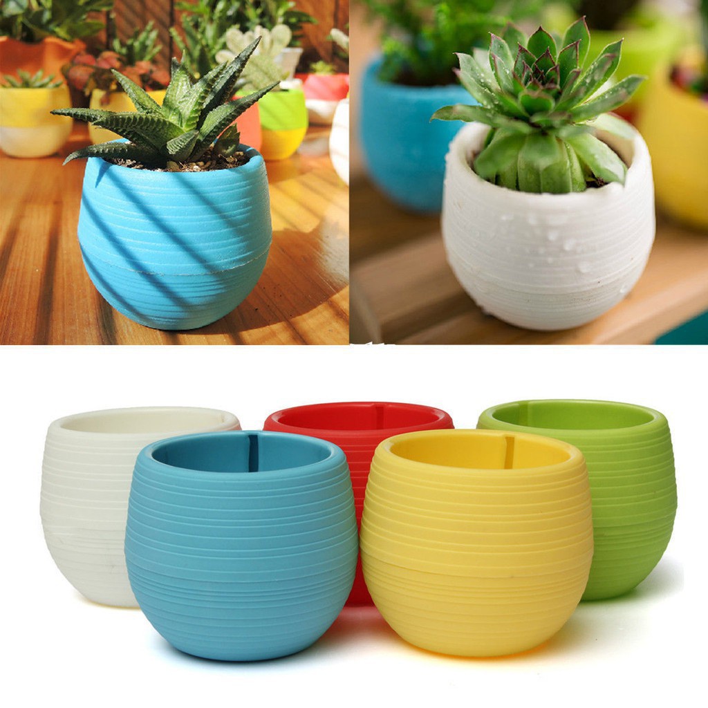 [ Wholesale Prices ] Candy Color Mini Plastic Flower Pots / Office