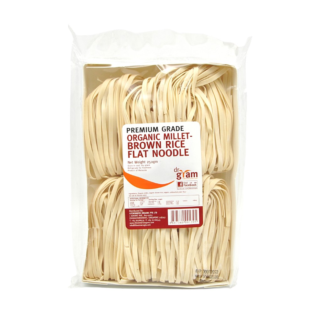Dr Gram Organic Millet Brown Rice Flat Noodle 250g (Country of Origin
