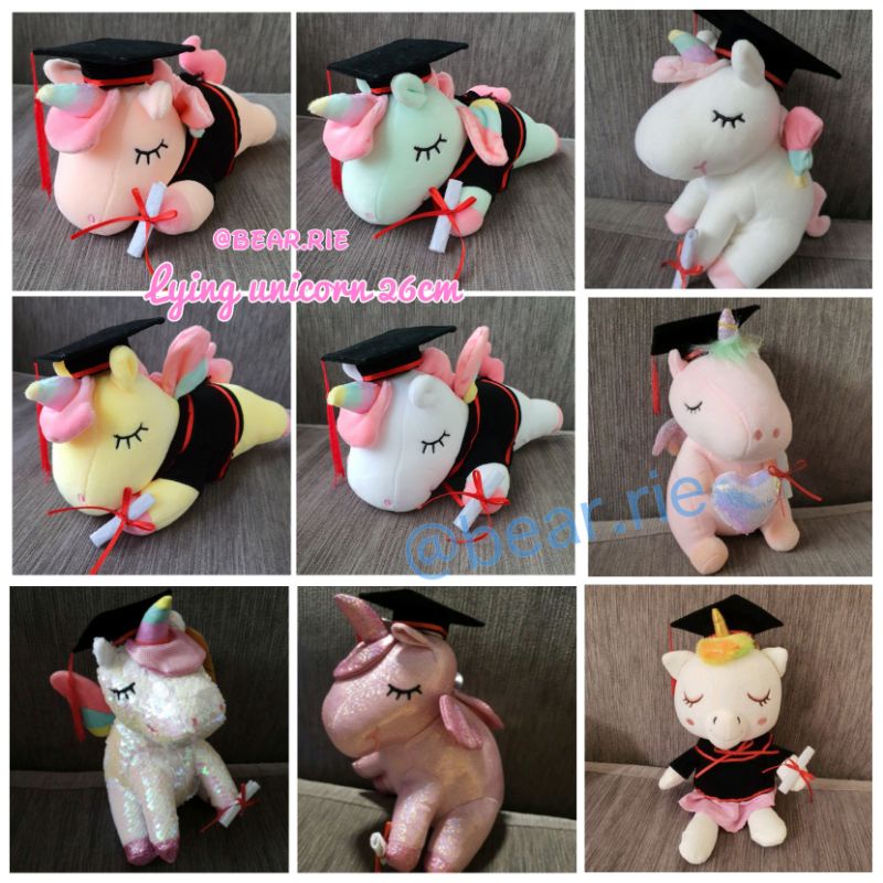 12.5cm 26cm Unicorn graduation bear graduation plush toy convocation gift present kindergarten k2 grad bear Shopee Singapore