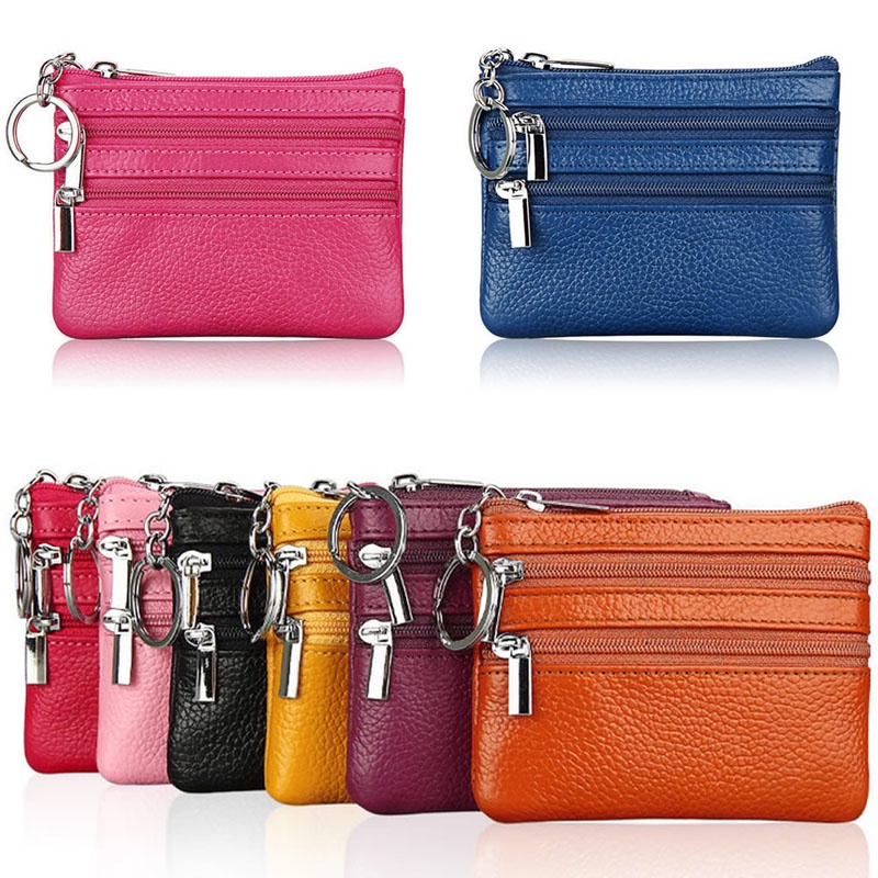 New Soft Genuine Leather Women Coin Bag Key Pouch Men Credit Card ...