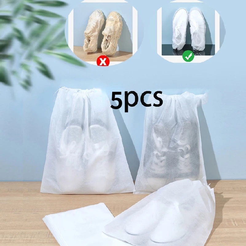 5Pcs Multifunction Portable Drawstring Shoes Clear Storage Bag
