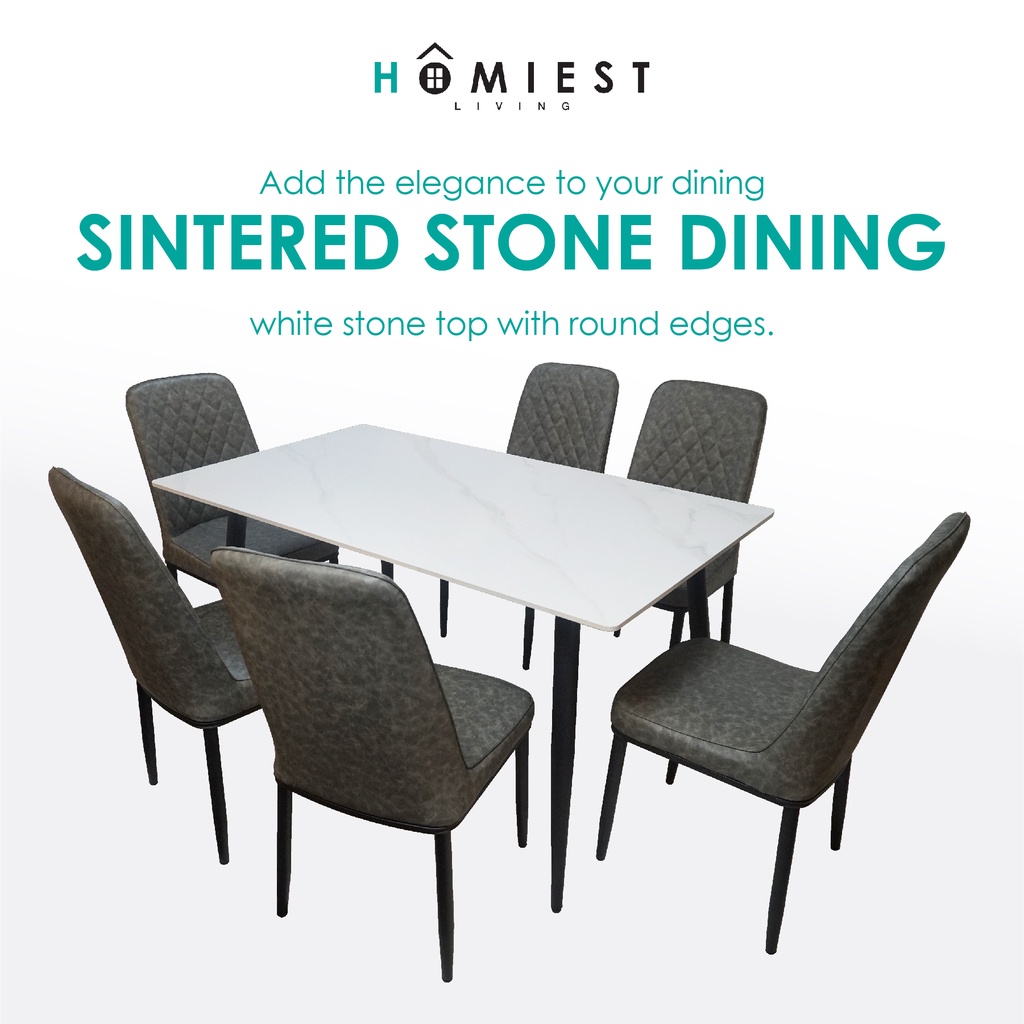 [HOMIEST] PHANTA 140/180cm Sintered Stone Dining Set / PU leather