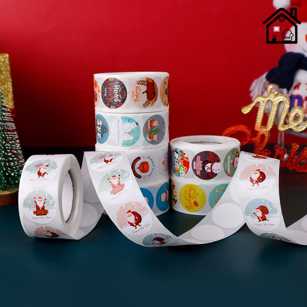 500Pcs Merry Christmas Sticker / 8 Style Round Sealed Labels for ...