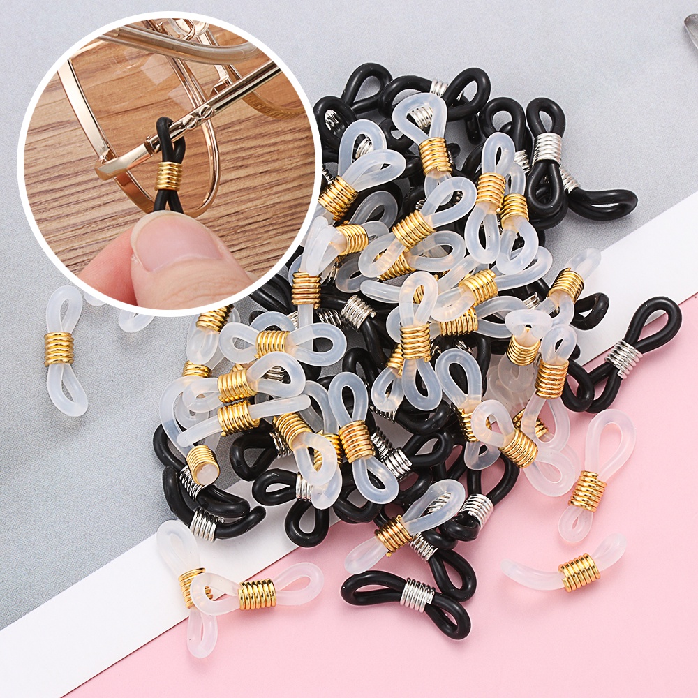 20PCs Adjustable Anti-Slip Eyeglass Chain Ends Retainer Rubber Glasses Ring Strap  Spectacle End Connectors Eyewear Acces