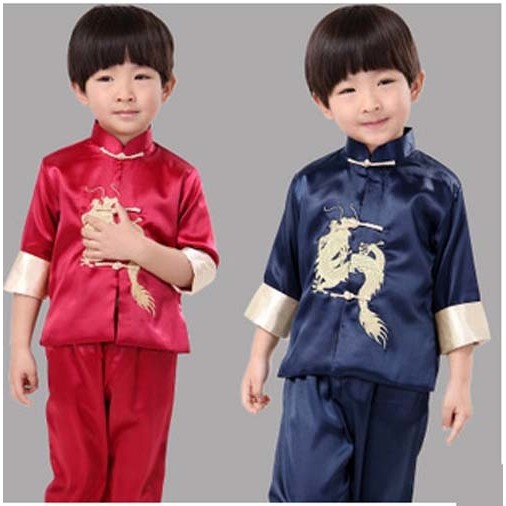 Ready Stock CNY Dragon Phoenix Boys Cheongsam Top & Shorts Set Baby Kids Chinese New Year