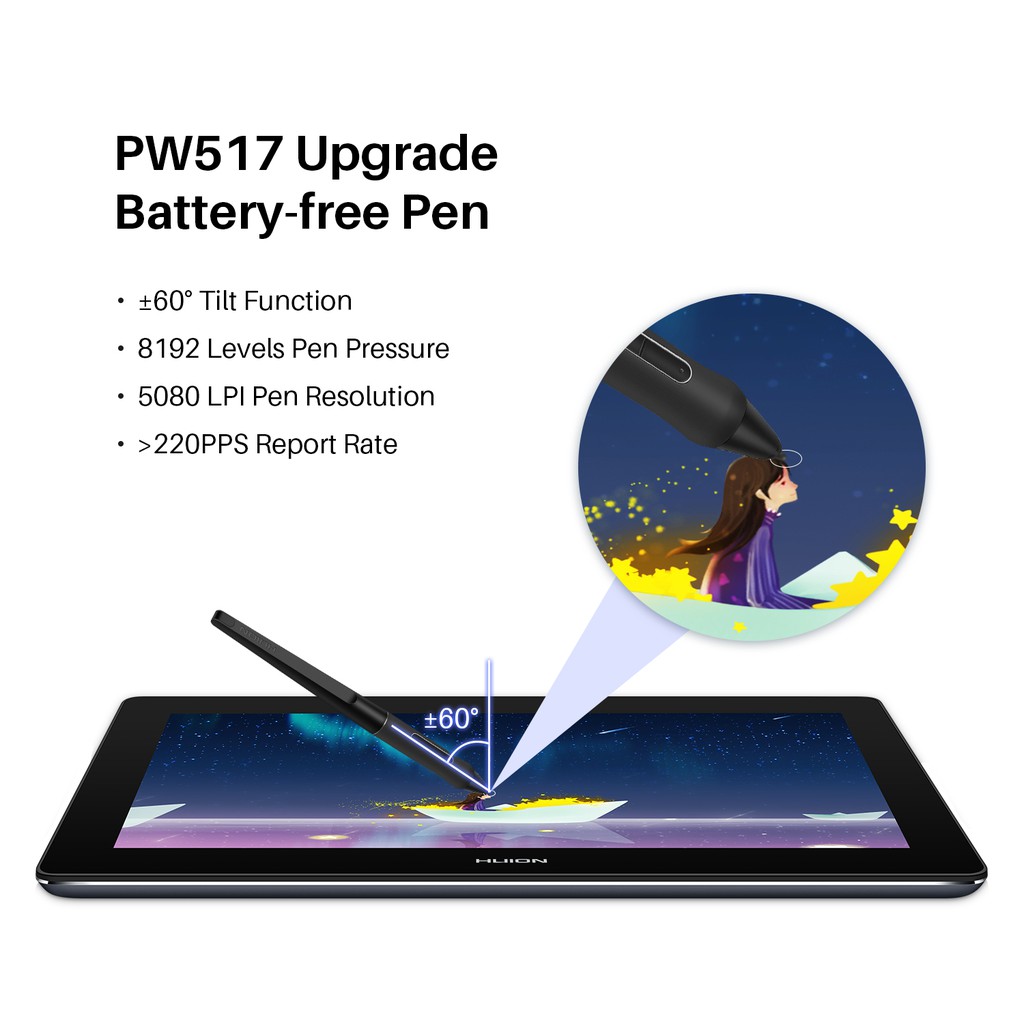 HUION Kamvas Pro 16 (4K) Series With Super High Resolution 120