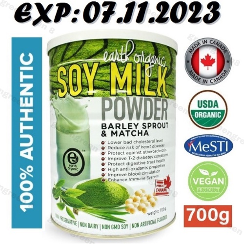 EARTH Organic Soy Milk Powder Barley Sprout & Matcha 700gm [EXP 07.11.23] Shopee Singapore