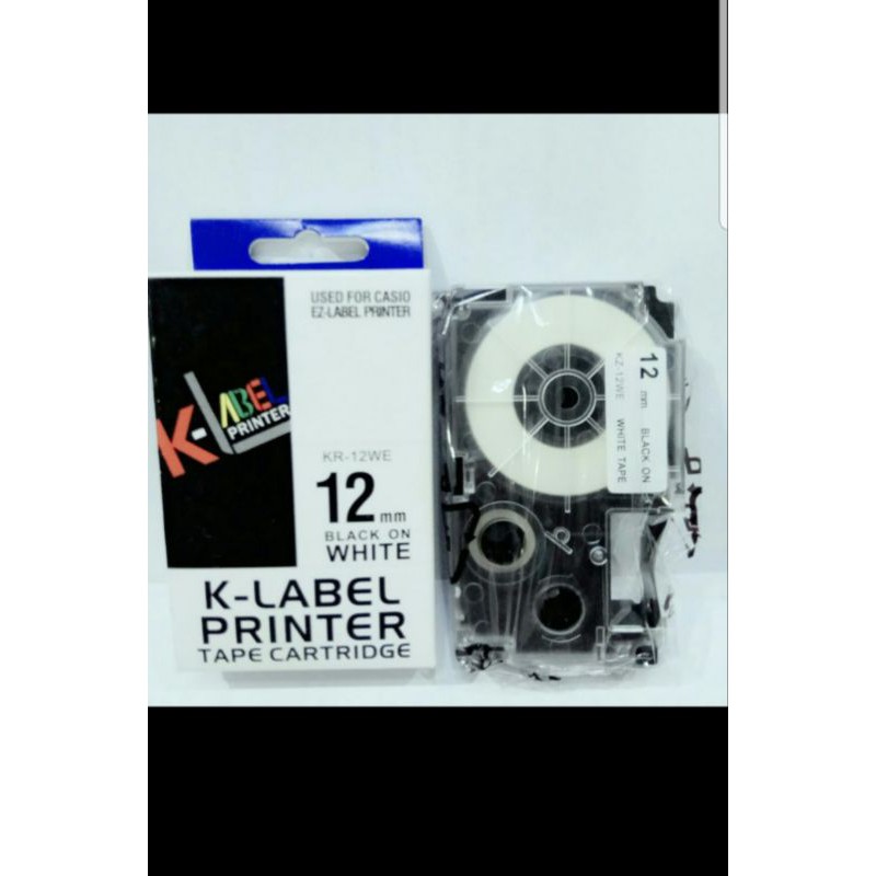 K-label used printer for casio ez label printer black on white 12 mm ...