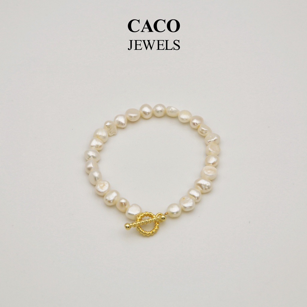 CACO Freshwater Baroque Pearl Bracelet 14K Gold Plated 