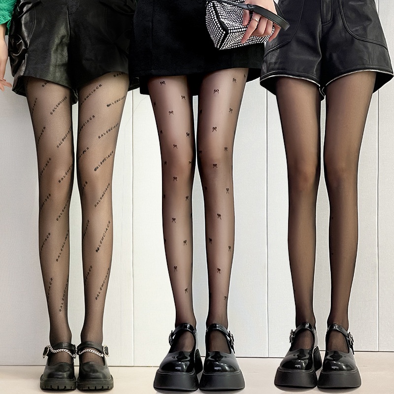 Women's Sheer Tights 5 D Patterned Tights Fishnet Letters Pattern ...