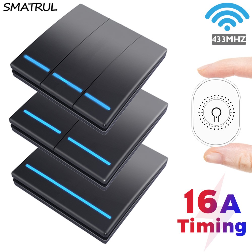 SMATRUL 16A 2 way 433Mhz Wireless smart Switch push Light RF Remote ...