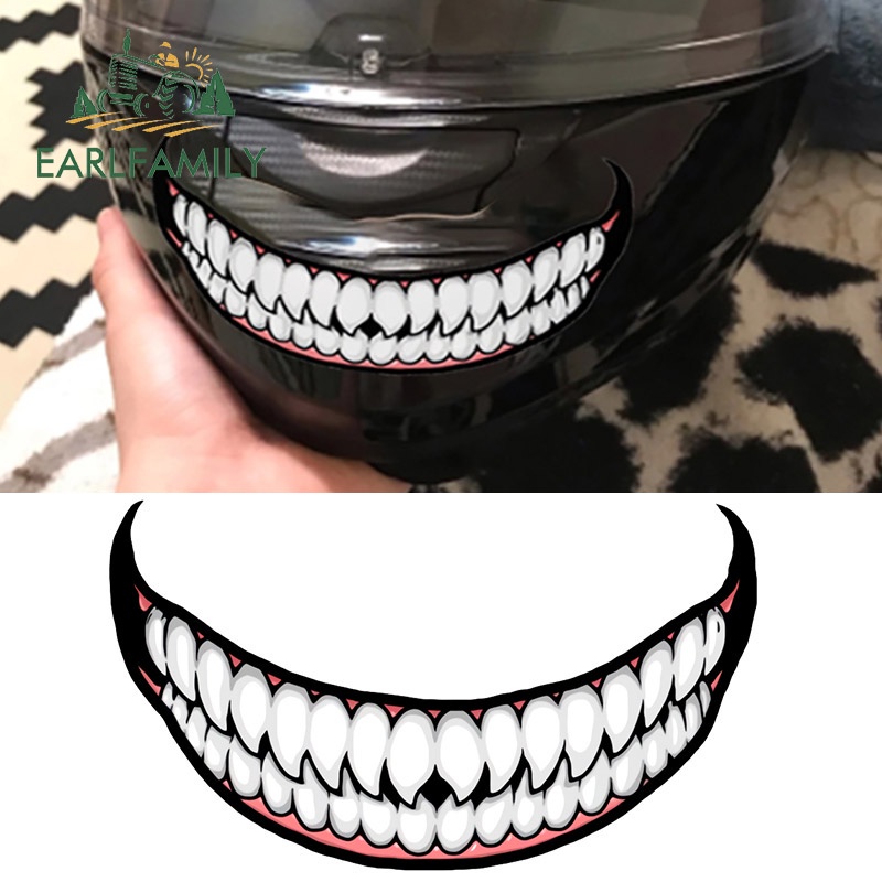 EARLFAMILY 13cm Scary Devil Tooth Helmet Car Stickers RV JDM Motorcycle ...